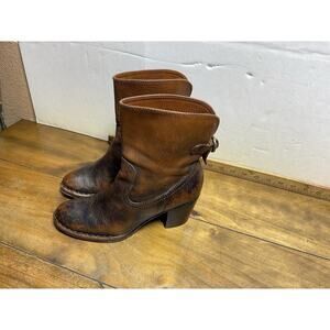 FRYE Boots Lucinda Short Brown Leather Bootie Size 7